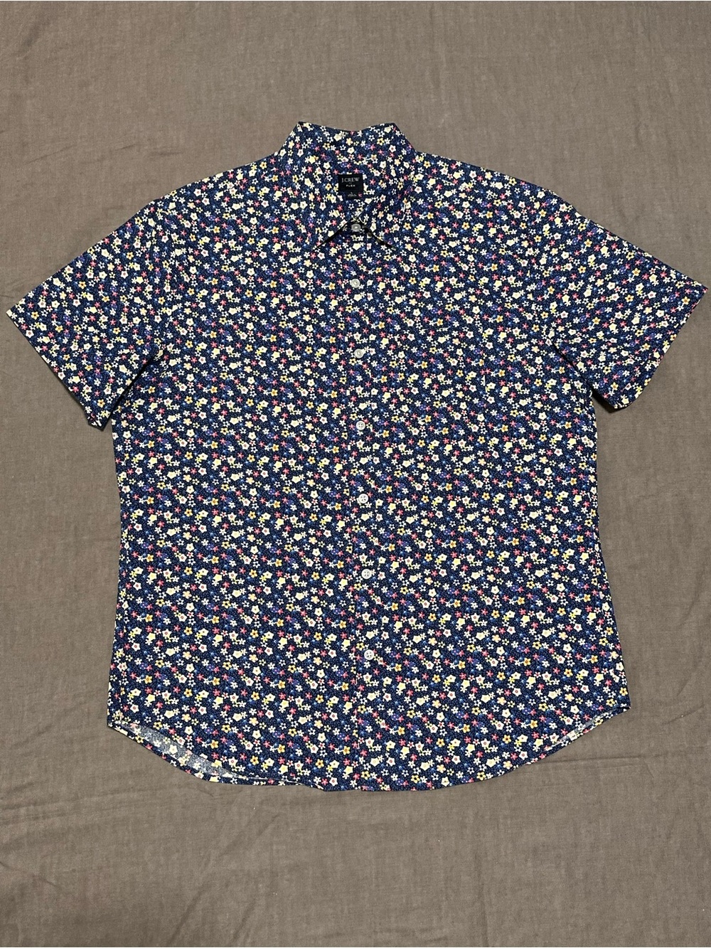 J. Crew Navy Floral Short-Sleeve Shirt NWOT